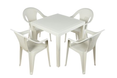 Набір Progarden стіл KING і 4 крісла KORA білий 3540 фото